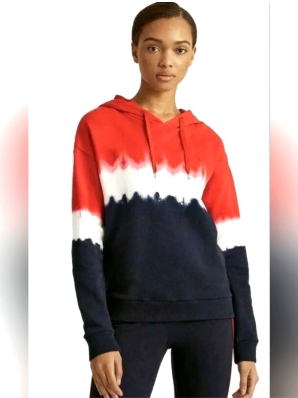 LRL Lauren Ralph Lauren RED WHITE BLUE Tie-Dye FADE Sweatshirt Hoodie XL